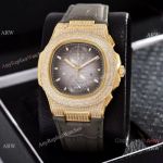 Japan Grade Patek Philippe Nautilus Diamonds Watches Yellow Gold Gray Gradient Dial